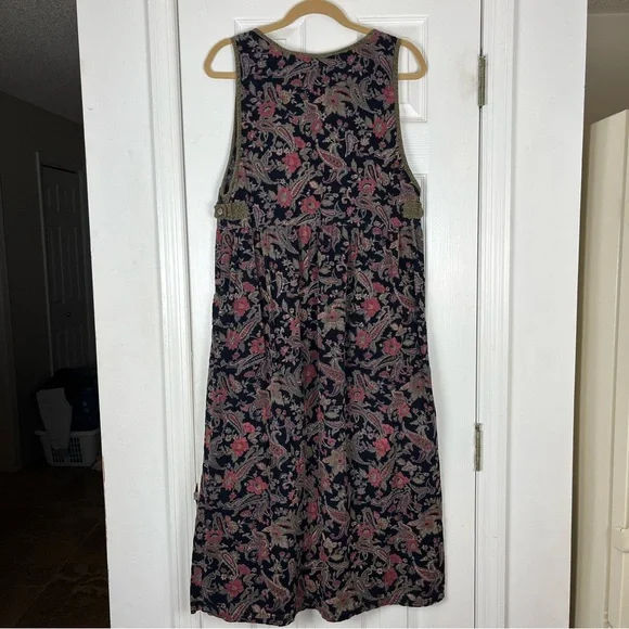 Vintage Bentley Floral Paisley Fine Ribbed Corduroy Midi-Maxi Jumper Dress - Picture 6 of 6